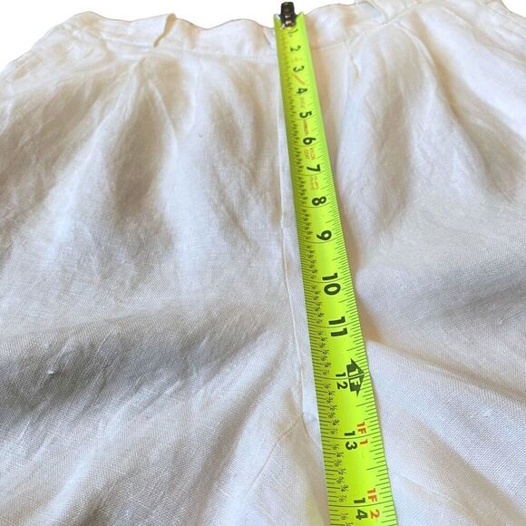 High Waisted Off-white 100% Linen Trousers With Full Length Liner - Picture 9 of 10